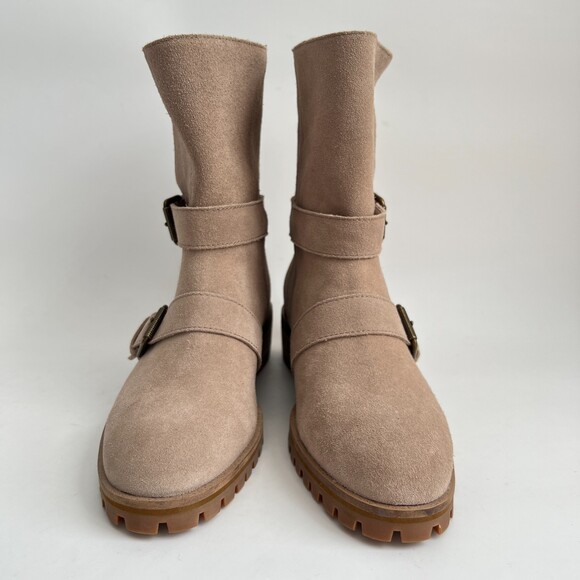 New Splendid Lug Boots Suede Moto Inspired Fold Over 9 - Picture 5 of 15